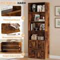 Furmax 1 Piece 4 - Shelf Farmhouse Bookcases 4 - Tier Bookshelf with Adjustable Shelves&Doors, Storage Cabinet for Home Living Room, Kitchen, Office, White