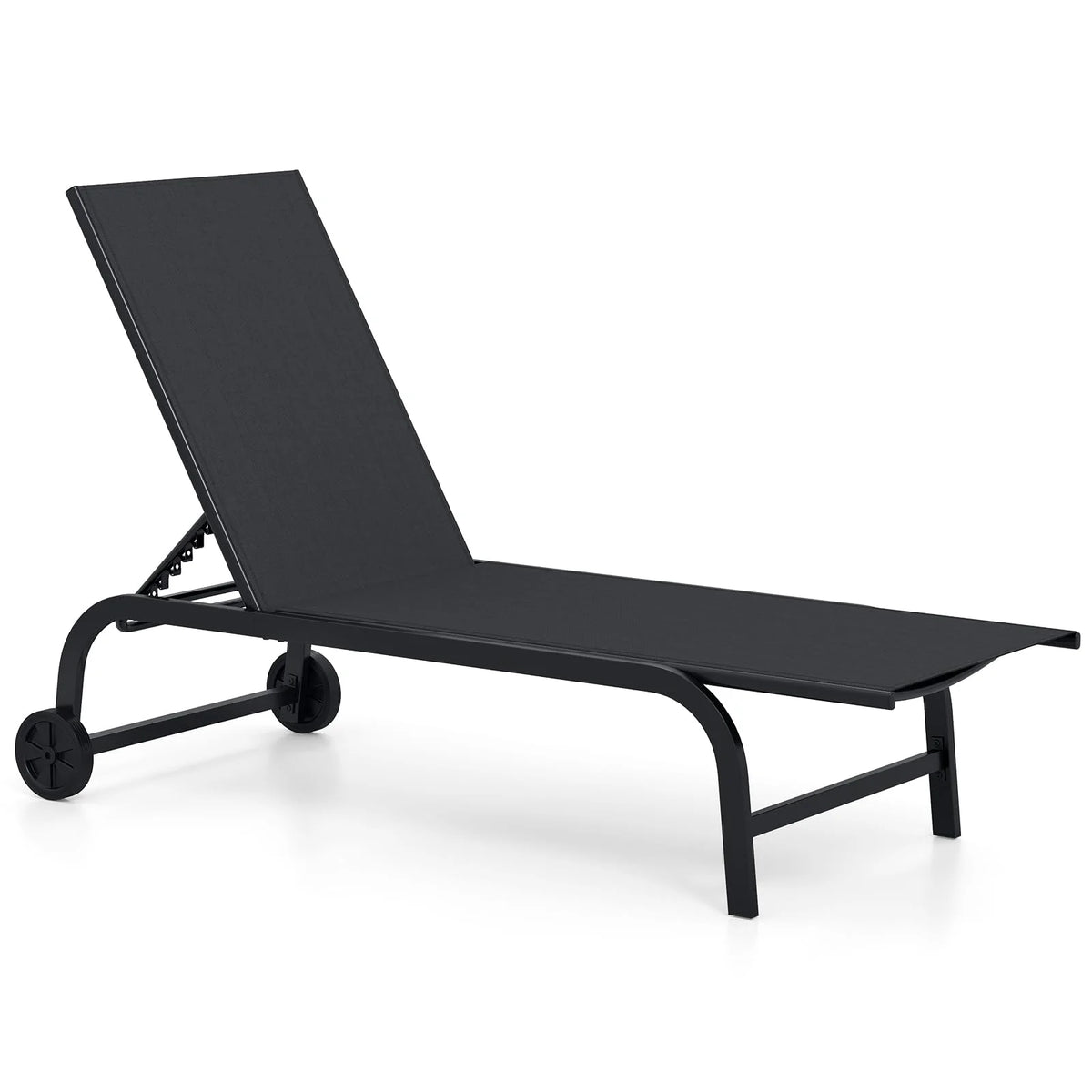 Tangkula Lounge Chair Outdoor 6-Position Recliner Metal Frame  Breathable Fabric (1/2)
