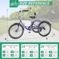 MOONCOOL Adult Tricycles with Rear Basket & Inflator, 24 26 in 7 Speed 3 Wheel Bikes, Three - Wheeled Bicycles Adult Trike with Backrest for Seniors, Women, Men