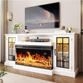 Easoger Fireplace TV Stand for Tvs up to 65", 12 Flame Colors&12 LED Light Colors, TV Console with 3-Sided Glass Fireplace, for Living Room, Gray