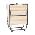 Riverbay Furniture Metal Folding Bed with Memory Foam Mattress in Beige