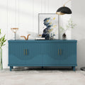 Large 4 - Door Storage Cabinet with Adjustable Shelves, Modern Multi - Room Organizer for Living Room, Kitchen, Bedroom, Hallway - Blue