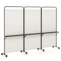 Costway 3 - Panel Room Divider with Storage Shelves 6FT Tall Folding Privacy Screen on Wheels Black