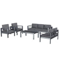 AECOJOY Aluminum Patio Furniture Set, 5 Pieces Outdoor Sectional Sofa Set, Dark Gray