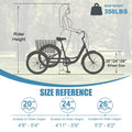 MOPHOTO Adult Tricycle 20/24/26 in 3 Wheel Bicycle, 3 Wheel Bikes for Adults, 7 Speed Low Stepover Frame Tricycle with Basket/Bell, 3 Wheel Bicycle for Seniors, Women, Men