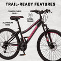 Mongoose 24 - In. Excursion Unisex Mountain Bike, Black, 21 Speeds