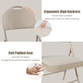Costway Set of 6 Folding Chairs Fabric Upholstered Padded Seat Metal Frame Home Office Beige