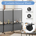 Costway 3 - Panel Room Divider with Storage Shelves 6FT Tall Folding Privacy Screen on Wheels Black
