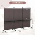 Costway 3 - Panel Room Divider with Storage Shelves 6FT Tall Folding Privacy Screen on Wheels Black