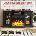 Easoger Fireplace TV Stand for Tvs up to 65", 12 Flame Colors&12 LED Light Colors, TV Console with 3-Sided Glass Fireplace, for Living Room, Gray
