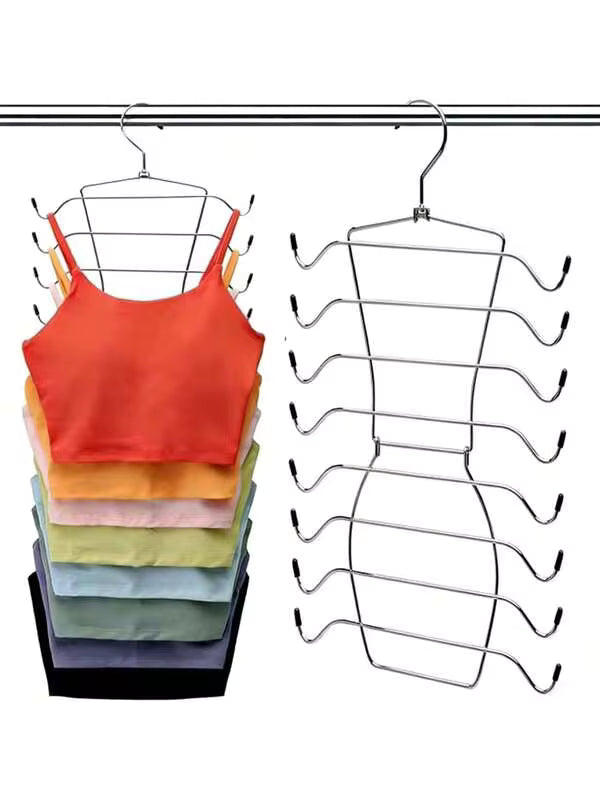 1pc Stainless Steel Folding Clothes Rack, Underwear Drying & Storage Rack, Metal 8/4 Tier Underwear Bra Hook, Multi-Layer Thickened Seamless Camisole & Tank Top Storage Rack
