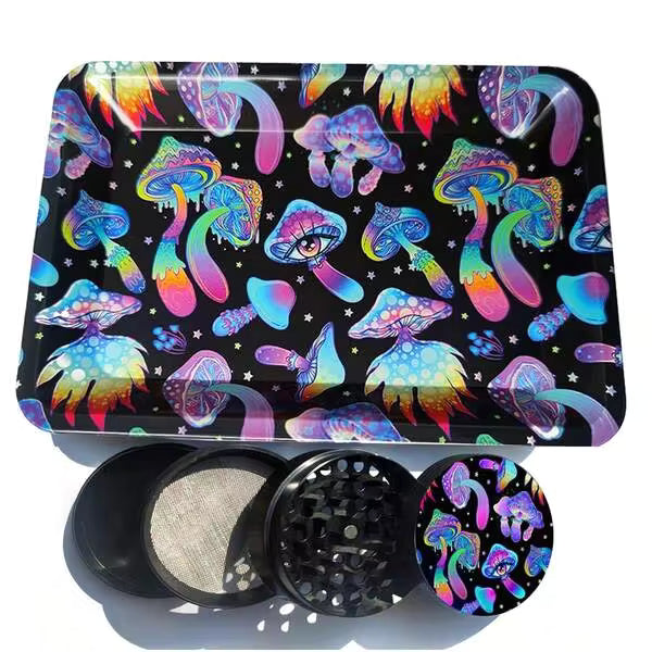 2.4-Inch Large Grinder Set, With Metal Rolling Tray, Suitable For Halloween Holiday Smoking Accessories, Rolling Tray Set, Can Be Used For Smoking Magical Mushrooms, Great Gift For Friends And Family