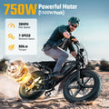 TST Electric Bike for Adults, 750W Peak 1500W Motor, 20"x4" Fat Tire, E Mountain Bike, 48V/15AH UL2849