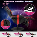 Ergonomic Gaming Recliner Chair with Massage, Retractable Footrest & Cup Holder, Height Adjustable Racing Style Swivel Video Game Chair