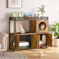 AECOJOY Double Litter Box Enclosure, Wooden Cat Washroom Furniture Hidden with Storage & Doors for 2 Cats