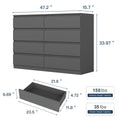 Kadyn Modern 6 Drawer Dresser Wood Cabinet, Dresser for Bedroom, Kitchen Storage Cabinet with Drawers, Chest of Drawers(Black)