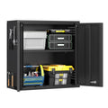 Topass Metal Wall Cabinet with Lockgarage Storage Cabinet, Wall - Mounted Utility Cabinet with Adjustable Shelf & Locking Doors for Workshop, Laundry Room, or Home Office - Easy Assembly, Black