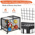 AECOJOY Ball Cart Storage, Rolling Basketball Bin with Wheels for Garage, School, Gym, Sports Equipment and Toy Organizer, Large