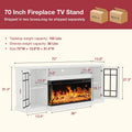 Easoger Fireplace TV Stand for Tvs up to 65", 12 Flame Colors&12 LED Light Colors, TV Console with 3-Sided Glass Fireplace, for Living Room, Gray