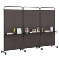 Costway 3 - Panel Room Divider with Storage Shelves 6FT Tall Folding Privacy Screen on Wheels Black
