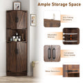 Chvans Farmhouse 68" Tall Corner Cabinet W/4 Barn Doors, 5 Tier Bookcase Storage Cabinet with Adjustable Shelves, Corner Storage Cabinet for Bathroom, Living Room, Kitchen, Brown
