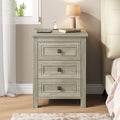 IDEALSOUL Nightstand, Bedside Table with Charging Station, Farmhouse 3 Drawer Nightstand Rustic Night Stand End Tables for Bedroom Living Room, Gray