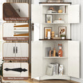 Blotout 68" Tall Farmhouse Corner Cabinet with 4 Doors, 28.3" W Barn Door Storage Cabinet with Adjustable Shelves, 5 Tier Corner Storage Cabinet for Bathroom, Living Room, Kitchen
