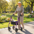 Foldable Rollator Walker with Seat & Height Adjustable Handles for Seniors, Lightweight Portable Rolling Walker w/ 8" Wheels & Storage Basket