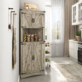 Blotout 68" Tall Farmhouse Corner Cabinet with 4 Doors, 28.3" W Barn Door Storage Cabinet with Adjustable Shelves, 5 Tier Corner Storage Cabinet for Bathroom, Living Room, Kitchen