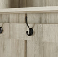 Entryway Hall Tree with Storage Bench, Wooden Coat Rack with Sponge Pad and 4 Dual Hooks, Storage Shelf Organizer with 2 - Door Cabinet for Entryway, Bedroom, Easy to Assemble