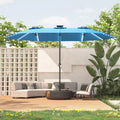 AECOJOY 15ft Patio Double-Sided Umbrella, 156 PCS Solar LED Light Outdoor Large Umbrella, Sky Blue