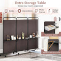 Costway 3 - Panel Room Divider with Storage Shelves 6FT Tall Folding Privacy Screen on Wheels Black