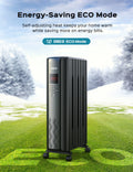 Dreo Oil Filled Radiator, Electric Radiant Heaters for Indoor Use Large Room with Remote Control, Child Lock, 4 Modes, Overheat & Tip - Over Protection, 24h Timer, Digital Thermostat, Quiet, 1500W
