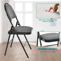 Costway Set of 6 Folding Chairs Fabric Upholstered Padded Seat Metal Frame Home Office Beige