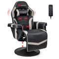 Ergonomic Gaming Recliner Chair with Massage, Retractable Footrest & Cup Holder, Height Adjustable Racing Style Swivel Video Game Chair