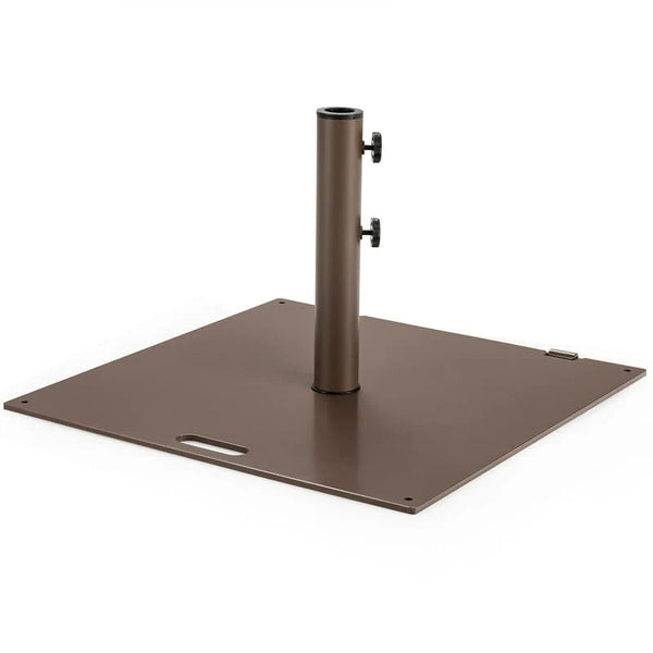 50 LBS Heavy Duty Patio Umbrella Base Stand, 24" Square Steel Outdoor Umbrella Weight with Wheels & 2 Tightening Knobs for Garden Deck Poolside