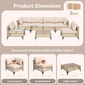 AECOJOY 7-Piece Patio Outdoor Furniture Set, Boho Outdoor Sectional Set, Light Brown&Beige