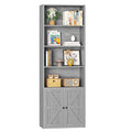 Furmax 1 Piece 4 - Shelf Farmhouse Bookcases 4 - Tier Bookshelf with Adjustable Shelves&Doors, Storage Cabinet for Home Living Room, Kitchen, Office, White