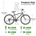 Aukfa 26" Mountain Bike for Men and Women, 21 - Speed High - Performance All - Terrain Bicycle with Dual V - Brakes, Green