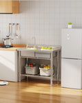 AECOJOY Stainless Steel Utility Sink, Free Standing Single Bowl Commercial Kitchen Sinks with Faucet
