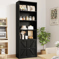 Furmax 1 Piece 4 - Shelf Farmhouse Bookcases 4 - Tier Bookshelf with Adjustable Shelves&Doors, Storage Cabinet for Home Living Room, Kitchen, Office, White