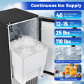 110 LBS/24H Commercial Ice Maker, 15" Built-in Undercounter Ice Machine with 25 LBS Storage & Reversible Door for Home Bar, Restaurant