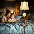 Farmhouse Metal Tray Floor Lamp for Living Room with Nightlight Vintage Tall Lamp with Linen Fabric Shade Industrial Standing Lamp for Bedroom Office Home House Study (Bulb Included)