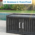 KAMABOKO Outdoor Shoe Storage Cabinet, Waterproof UV - Resistant Entryway Storage Bench Indoor Outdoor with 2 Barn Doors, Adjustable Shelves for Entryway, Bedroom, Hallway, Living Room(Black)
