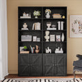 Furmax 1 Piece 4 - Shelf Farmhouse Bookcases 4 - Tier Bookshelf with Adjustable Shelves&Doors, Storage Cabinet for Home Living Room, Kitchen, Office, White