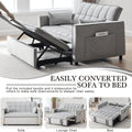 Velvet 3 - in - 1 Convertible Sofa Bed - USB Charging, Adjustable Backrest Pull - Out Couch Loveseat Sleeper for Living Room, Apartment & Small Space, Black