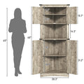 Blotout 68" Tall Farmhouse Corner Cabinet with 4 Doors, 28.3" W Barn Door Storage Cabinet with Adjustable Shelves, 5 Tier Corner Storage Cabinet for Bathroom, Living Room, Kitchen