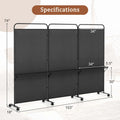 Costway 3 - Panel Room Divider with Storage Shelves 6FT Tall Folding Privacy Screen on Wheels Black
