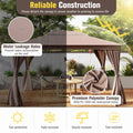 Tangkula 10x13 FT Metal Patio Gazebo with Mesh Netting & Privacy Curtains