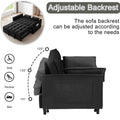 Velvet 3 - in - 1 Convertible Sofa Bed - USB Charging, Adjustable Backrest Pull - Out Couch Loveseat Sleeper for Living Room, Apartment & Small Space, Black